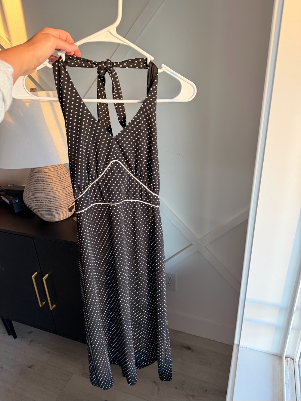 Studio Y Black Polka Dot Halter Maxi Dress